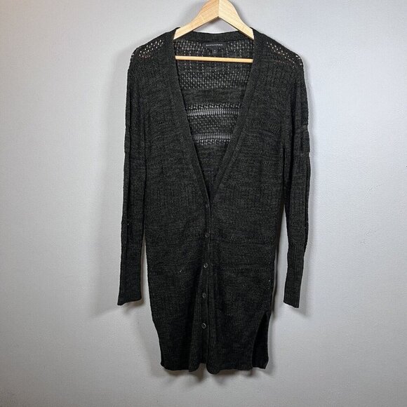 Banana Republic Cardigan Black Lace Stitch Button Front Women's Size M - Picture 1 of 10
